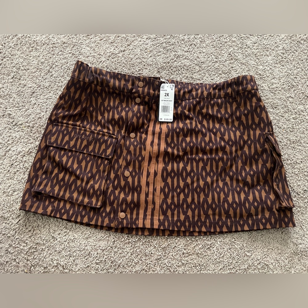 IVY PARK x Adidas RARE Brown Patterned Mini Skirt - Size 2X NWT
